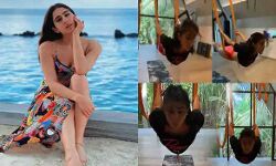 एरियल योग करती नजर आ रही हैं अभिनेत्री सारा, देखें वीडियो