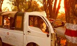 अनियंत्रित वाहन पेड़ से टकराने से बड़ा हादसा