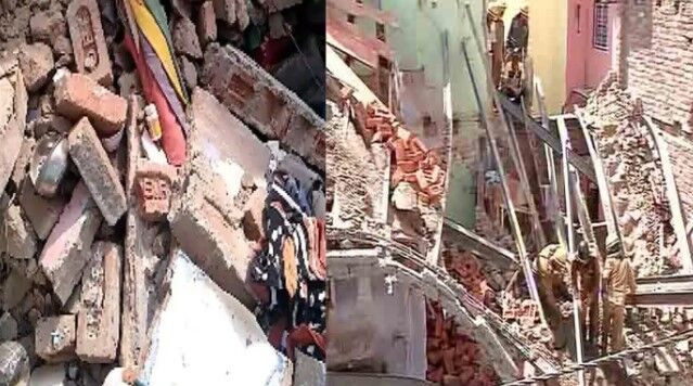 मशहूर बाजार का मकान हुआ जमींदोज, तीन गंभीर मशहूर बाजार का मकान हुआ जमींदोज, तीन गंभीर