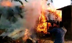 किसान के घर लगी आग, तीन मवेशी झुलसे गृहस्थी का सामान खाक किसान के घर लगी आग, तीन मवेशी झुलसे गृहस्थी का सामान खाक