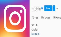 विराट कोहली ने जड़ा इंस्टाग्राम पर शतक- 100 मिलियन फॉलोअर्स पूरे विराट कोहली ने जड़ा इंस्टाग्राम पर शतक- 100 मिलियन फॉलोअर्स पूरे