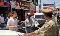पुलिस के सड़क पर उतरते ही लगे लोगों के मुंह पर मास्क