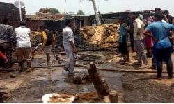 आग से गरीबों के आशियानें हुए खाक-दो मवेशियों की मौत