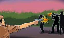 मुठभेड में तीन बदमाश व थानेदार और कांस्टेबल घायल मुठभेड में तीन बदमाश व थानेदार और कांस्टेबल घायल