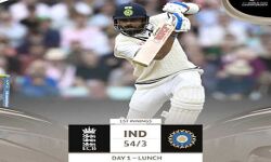 पहले दिन भोजन तक तीन विकेट गंवा कर 54 रन पर भारत पहले दिन भोजन तक तीन विकेट गंवा कर 54 रन पर भारत