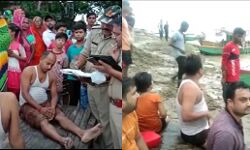 श्रद्धालुओं से भरी नाव गंगा नदी में पलटी-6 को बचाया-6 लापता