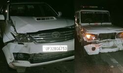 बाल बाल बचे राज्यमंत्री-कार हुई क्षतिग्रस्त-अचानक पशु के आने से हुआ हादसा बाल बाल बचे राज्यमंत्री-कार हुई क्षतिग्रस्त-अचानक पशु के आने से हुआ हादसा