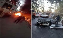 चलती कार में आग लगने से दो व्यक्ति झुलसे