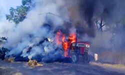 कोल्हू में लगी आग में खोई पत्ती एवं ट्रैक्टर ट्राली जलकर हुए राख कोल्हू में लगी आग में खोई पत्ती एवं ट्रैक्टर ट्राली जलकर हुए राख