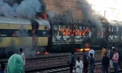 दिल्ली जा रही पैसेंजर ट्रेन में लगी आग - 2 डिब्बे जले