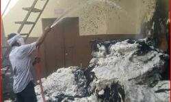 शॉर्ट सर्किट से रुई की फैक्ट्री में लगी आग-सामान जलकर हुआ राख