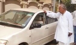 कांग्रेस नेता के आवास पर बदमाशों ने पथराव कर कार को किया क्षतिग्रस्त