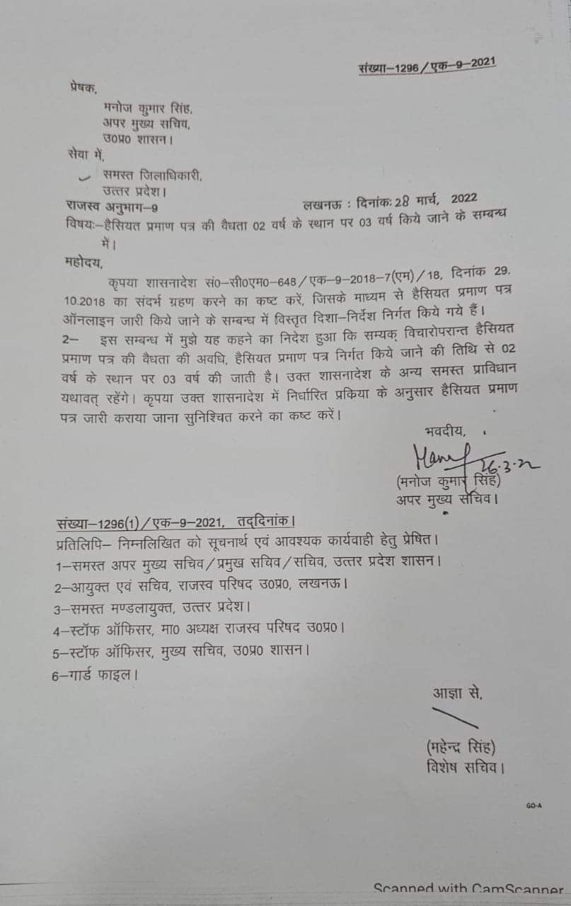 बढी वैलिडिटी-2 साल की नहीं अब इतने वर्ष वैद्य होगा हैसियत प्रमाण पत्र बढी वैलिडिटी-2 साल की नहीं अब इतने वर्ष वैद्य होगा हैसियत प्रमाण पत्र