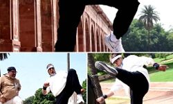 अमिताभ बच्चन ने टाइगर श्रॉफ की तरह किक मारने की कोशिश की अमिताभ बच्चन ने टाइगर श्रॉफ की तरह किक मारने की कोशिश की