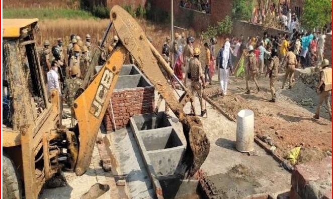 पुलिस पर पथराव, बुलडोजर का विरोध, 3 महिलाओं समेत सात गिरफ्तार