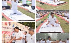 निरोगी रहने के लिये किया योग-दिया स्वस्थ रहने के संदेश