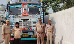 ट्रक में ले जा रहे भारी मात्रा में अवैध डीजल के साथ आरोपी को पुलिस ने पकड़ा