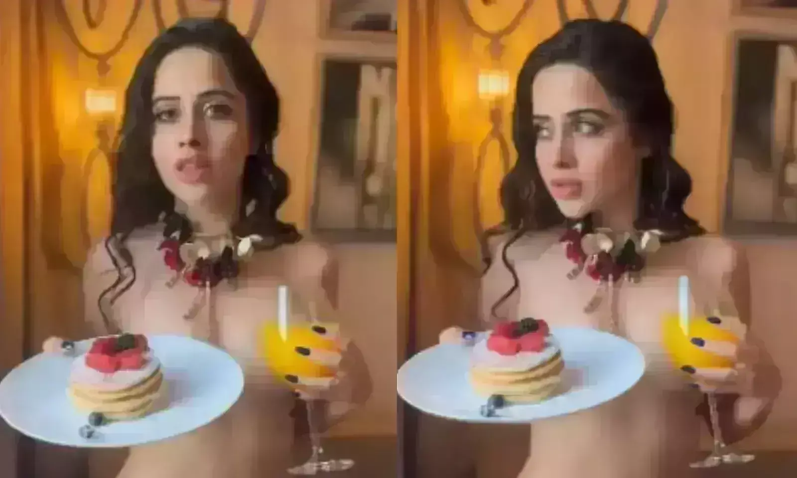 बिना कपड़ों के अभिनेत्री की वीडियो हुई वायरल- कर रही ब्रेकफास्ट