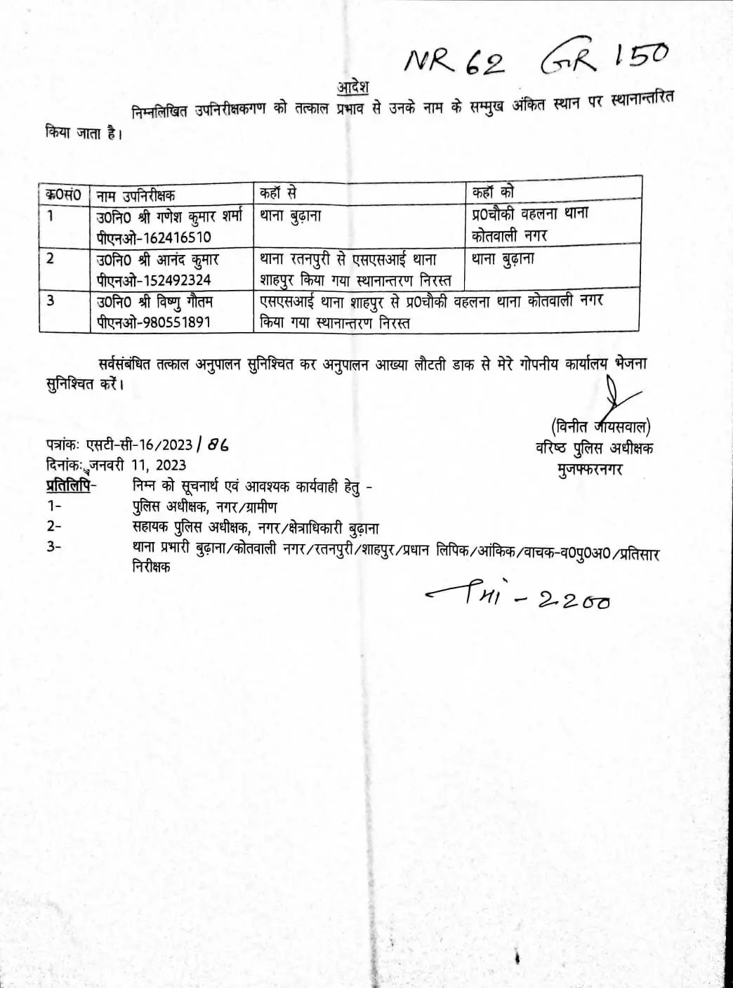 एसएसपी ने फिर किए तबादले- कई के ट्रांसफर किए निरस्त