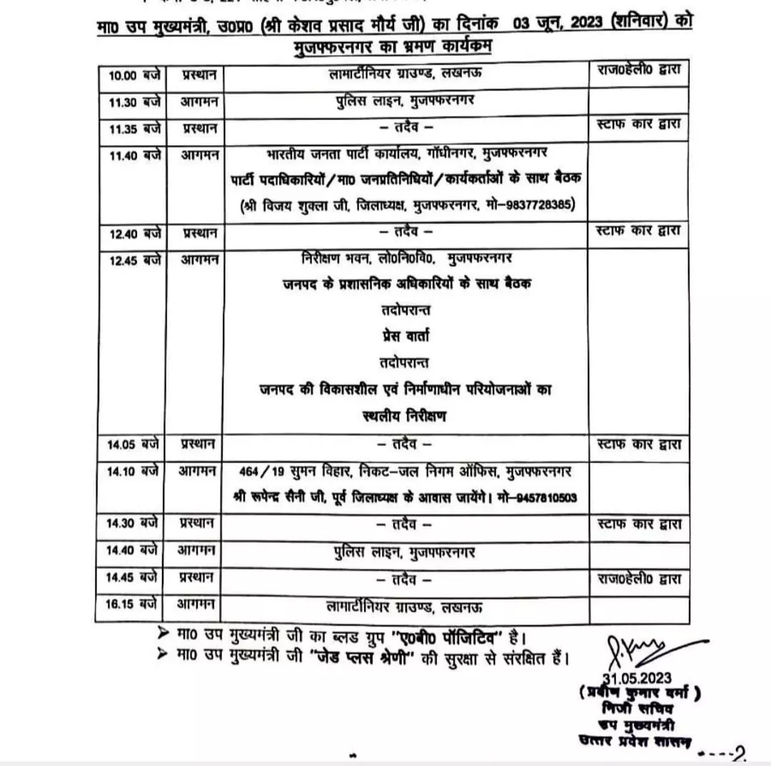 डिप्टी सीएम 3 जून को आएंगे मुजफ्फरनगर- करेंगे स्थलीय निरीक्षण