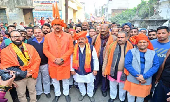 श्री राम मंदिर प्राण प्रतिष्ठा को लेकर निकली गयी भव्य शोभा यात्रा