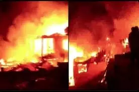 आग लगने से चार मकान हुए जलकर खाक- कई स्थानों से भेजी गई गाड़ियां