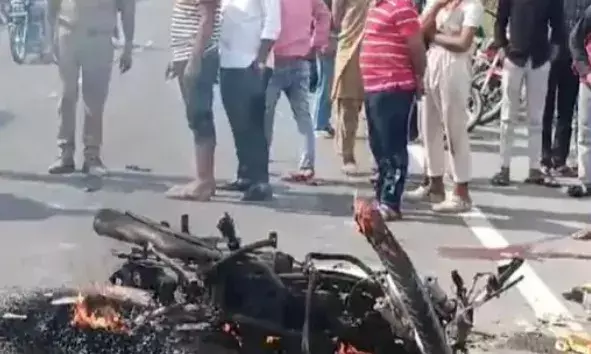 थ्रेसर मशीन में कटी लकड़ी कारोबारी की गर्दन- बाइक भी हुई जलकर खाक