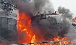 ड्रोन हमले से रूस के ईंधन टर्मिनल पर लगी आग