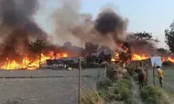 आग में जलकर पूरा गांव खाक- भैंस की मौत- एक महिला भी आग में झुलसी आग में जलकर पूरा गांव खाक- भैंस की मौत- एक महिला भी आग में झुलसी