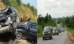 राष्ट्रपति का काफिला हुआ दुर्घटनाग्रस्त- एक की मौत- अन्य लोग हुए घायल