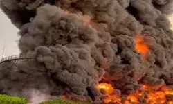 ड्रोन हमले के बाद अब यहाँ लगी ईंधन टैंकों में आग ड्रोन हमले के बाद अब यहाँ लगी ईंधन टैंकों में आग