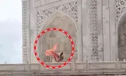 ताजमहल में पहले एक बार फिर से जल चढ़ाया और बाद में भगवा लहराया ताजमहल में पहले एक बार फिर से जल चढ़ाया और बाद में भगवा लहराया