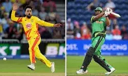 पोलार्ड ने राशिद की गेंद पर लगाये लगातार पांच छक्के पोलार्ड ने राशिद की गेंद पर लगाये लगातार पांच छक्के