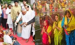 आस्ताचलगामी सूर्य को श्रद्धालुओं ने दिया अध्र्य- घाटों पर उमड़ी भीड़