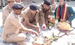 सांसद के इलाके में मंत्रोच्चारण के बीच पुलिस चौकी का भूमि पूजन
