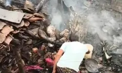 चाय बनाते समय फटा सिलेंडर- घर में लगी आग- बाल बाल बची महिला