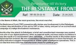 पहलगाम हमला- तीन दिन बाद दा कश्मीर रेजिस्टेंट फ्रंट ने हाथ किए खड़े पहलगाम हमला- तीन दिन बाद दा कश्मीर रेजिस्टेंट फ्रंट ने हाथ किए खड़े