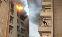 बिल्डिंग में लगी भयंकर आग-जान बचाने को 5वी मंजिल से लगाई छलांग