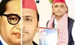 आधे अंबेडकर आधे अखिलेश- फोटो को लेकर घमासान- FIR....
