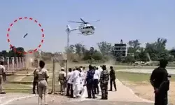 सीएम के हेलीकॉप्टर की लैंडिंग के दौरान पत्ते की तरह उड़े टीन शेड सीएम के हेलीकॉप्टर की लैंडिंग के दौरान पत्ते की तरह उड़े टीन शेड