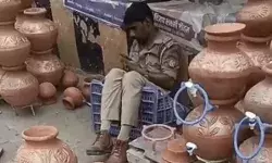 नशे में टल्ली ट्रैफिक दरोगा मिट्टी के बर्तनों की दुकान में गिरे....