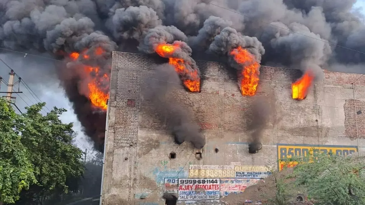 फैक्ट्री में अचानक लगी भयंकर आग - 22 गाड़ियां बुझाने में जुटी