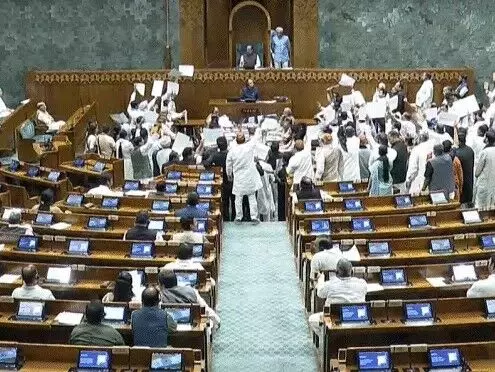 वोटर वेरीफिकेशन-विपक्षी सांसदों का संसद में प्रदर्शन- वेल में लहराये..