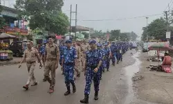 रैपिड एक्शन फोर्स एवं पुलिस के साथ CO का भोपा व ककरौली में फ्लैग मार्च