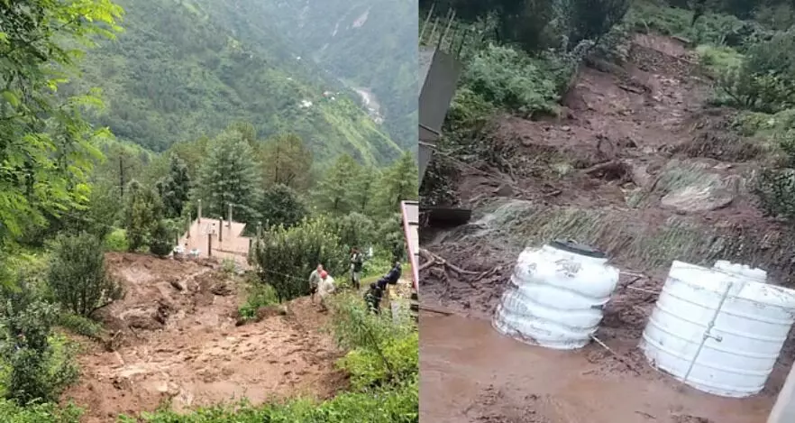 भूस्खलन से भारी तबाही- मकानों व सेब के बगीचों को नुकसान- सडके बाधित भूस्खलन से भारी तबाही- मकानों व सेब के बगीचों को नुकसान- सडके बाधित