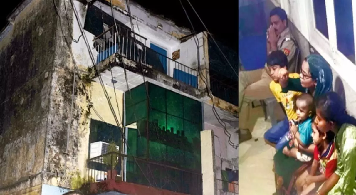 खाना खाते वक्त हुआ जोर का धमाका और पुलिस लाइन में गिर गई मकान की छत खाना खाते वक्त हुआ जोर का धमाका और पुलिस लाइन में गिर गई मकान की छत