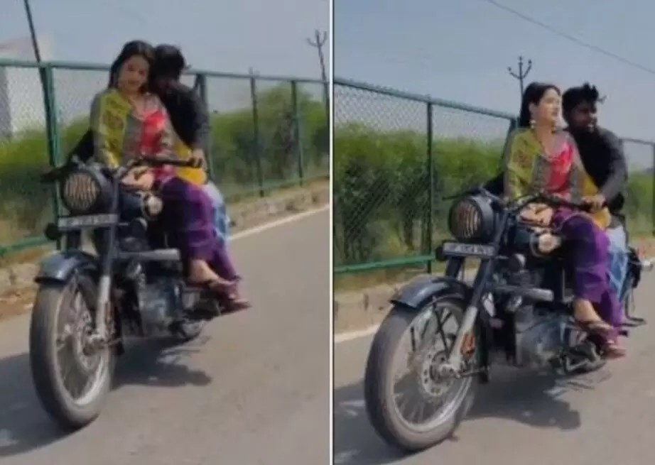 बुलेट पर साइकिल की सवारी- युवती ने आगे बैठ बनाई रील- पुलिस ने.. बुलेट पर साइकिल की सवारी- युवती ने आगे बैठ बनाई रील- पुलिस ने..