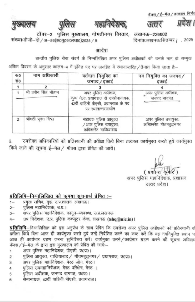 चली पुलिस विभाग की तबादला एक्सप्रेस-यह पीपीएस के तबादले चली पुलिस विभाग की तबादला एक्सप्रेस-यह पीपीएस के तबादले