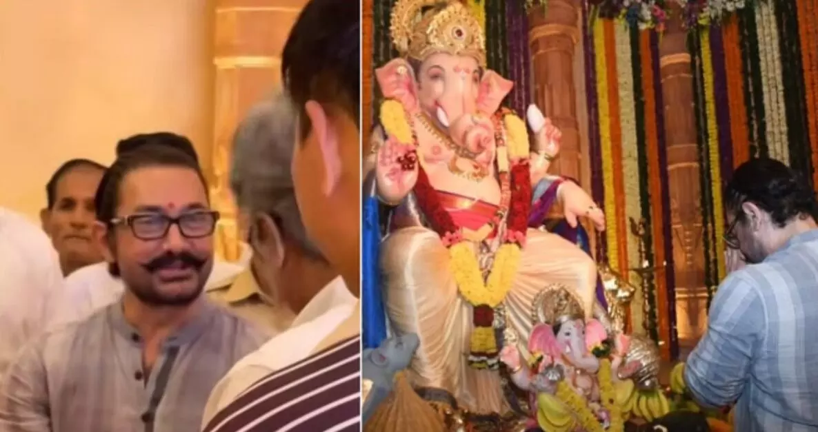 मंत्री के घर गणपति पंडाल में पहुंचे आमिर ने लिया बप्पा का आशीर्वाद मंत्री के घर गणपति पंडाल में पहुंचे आमिर ने लिया बप्पा का आशीर्वाद