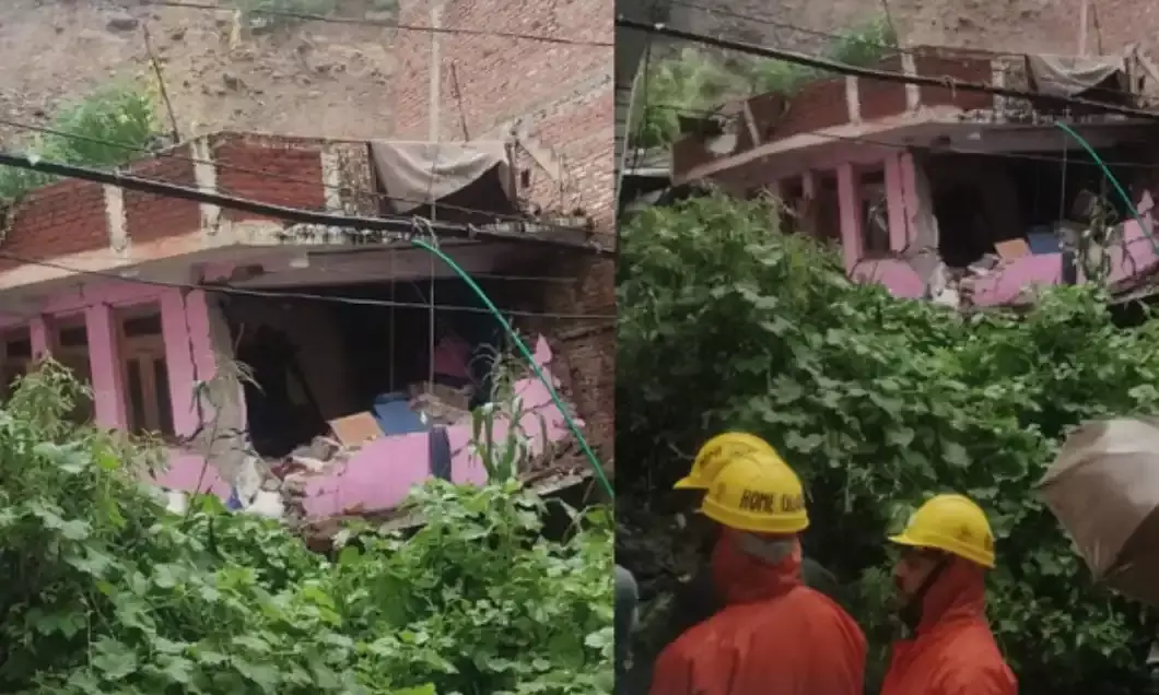 कुल्लू में फिर भूस्खलन- दो मकान ढहे -एक की मौत- तीन को बचाया